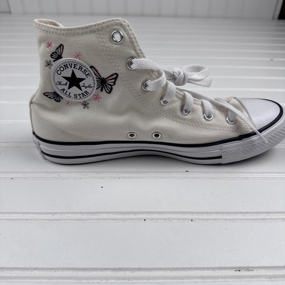 Converse Women's 7 White High Top Butterflies LEFT SHOE ONLY AMPUTEE
